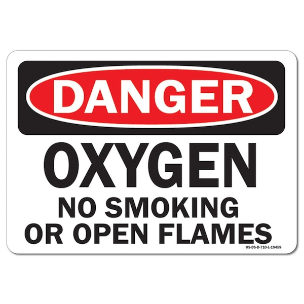 Signmission Safety Sign, OSHA Danger, 10" Height, 14" Width, Oxygen, Landscape, D-1014-L-19459 - OS-DS-D-1014-L-19459