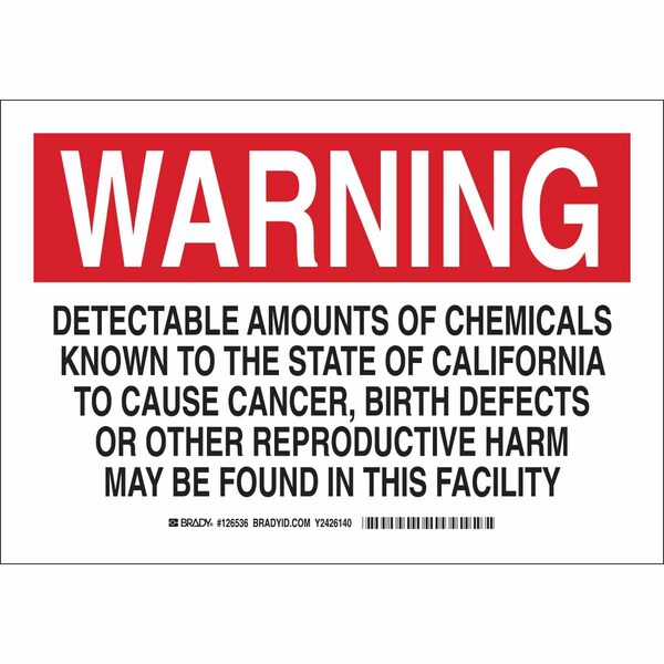 Brady Warning Sign, 10 in H, 14 in W, Polyester, Rectangle, English, 126539 - 126539