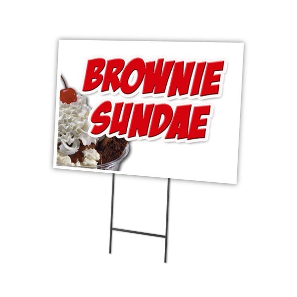 Signmission Brownie Sundae Yard Sign & Stake outdoor plastic coroplast window, C-1824 Brownie Sundae - C-1824 BROWNIE SUNDAE