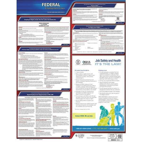 Jj Keller Labor Law Poster, 19 in H x, 27 in W, Plastic - 37994