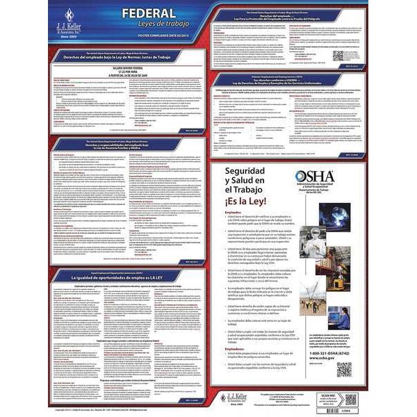 Jj Keller Labor Law Poster, 19 in H x, 27 in W, Plastic - 37994