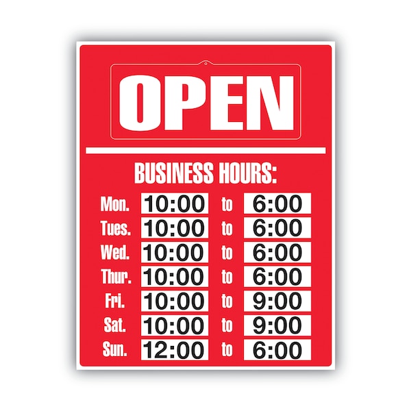Cosco Business Hours, 15" W x 19" H - 098072