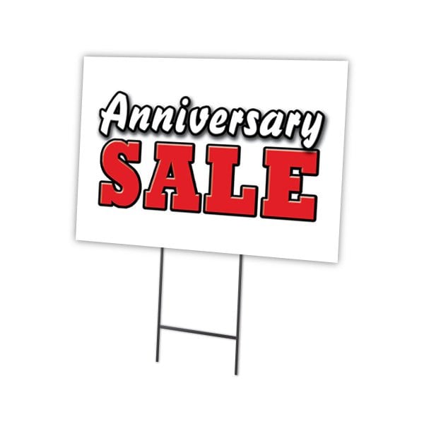 Signmission Anniversary Sale Yard Sign & Stake outdoor plastic coroplast window, C-1216-DS-Anniversary Sale - C-1216-DS-ANNIVERSARY SALE