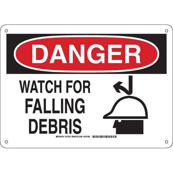 Brady Danger, Watch For Falling Debris, 14" W x 10" H, Rectangle, Plastic, 127942 - 127942