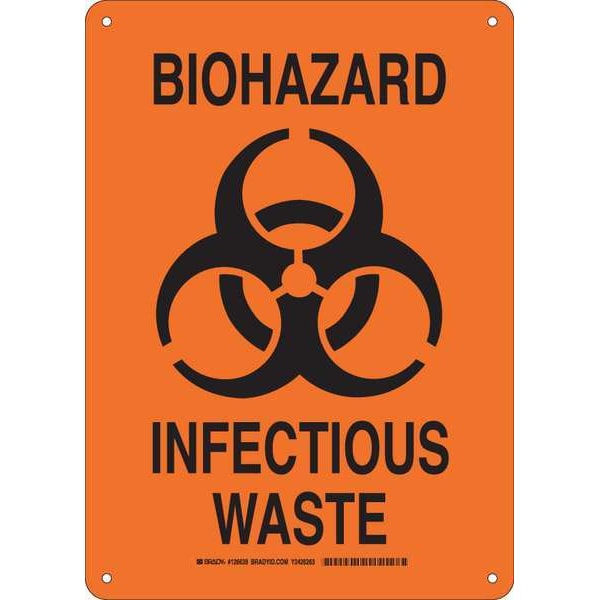 Brady Biohazard Sign, 14 in H, 10 in W, Rectangle, English, 126639 - 126639