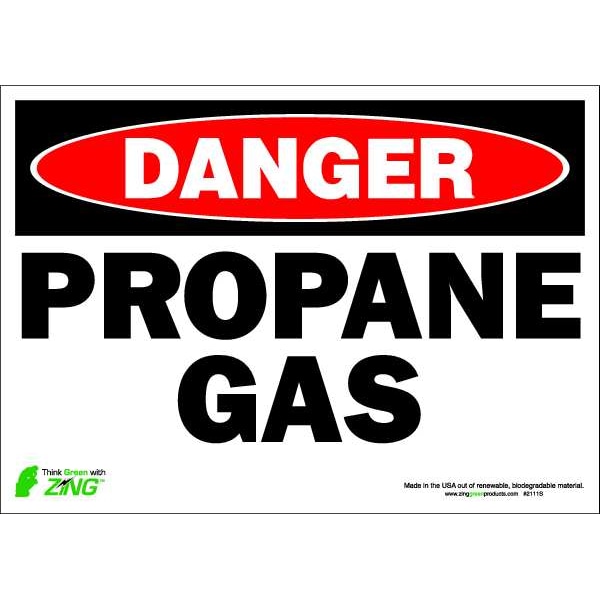 Zing Danger Sign, 10 in H, 14 in W, Polyester, Rectangle, English, 2111S - 2111S
