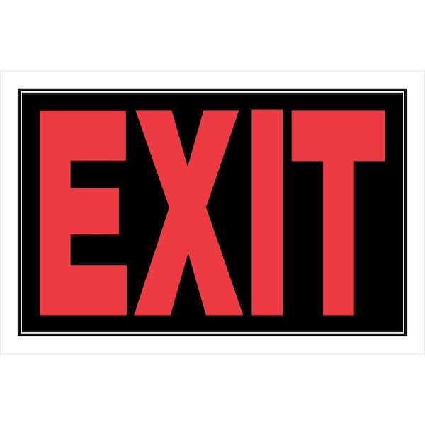 Hillman Exit Sign, Plastic, 12 in W, 8 in H, Exit, Black - 839892