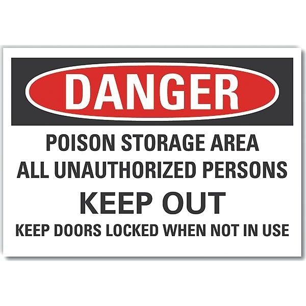 Lyle Decal, Danger Poison Storage, 5 x 3.5", 3 1/2 in Height, 5 in Width, Polyester, Horizontal Rectangle - LCU4-0706-ND_5X3.5