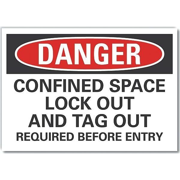 Lyle Decal, Danger Confined Space, 14 x 10", LCU4-0667-RD_14X10 - LCU4-0667-RD_14X10