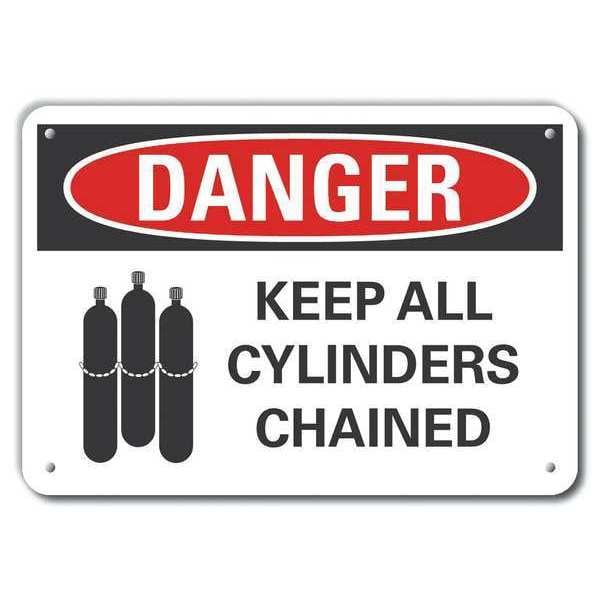 Lyle Plastic Cylinder Handling Danger Sign, 7 in H, 10 in W, Vertical Rectangle, LCU4-0226-NP_10X7 - LCU4-0226-NP_10X7