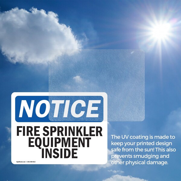 Signmission Fire Sprinkler Equipment Inside OSHA Notice Sign, Vinyl Decal, 10in W x 7in L, 2PK - OS-2PACK-NS-D-710-L-12665