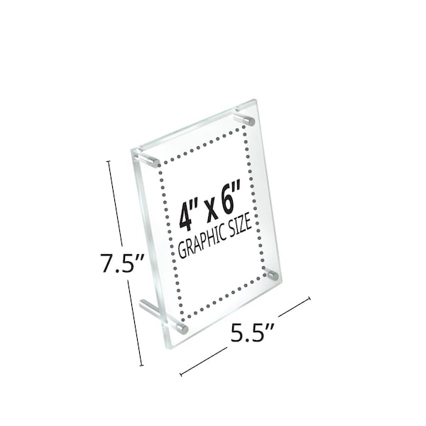 Azar Displays Beveled Edge L-Frame Acrylic Sign Holder 4"W X 6"H, PK2 - 252950