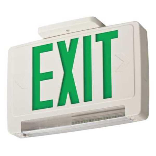 Lithonia Lighting Exit Sign with Emergency Lights, White, 1 or 2 Face(s), LED, Universal Mount, Nickel Cadmium - ECBG LED M6
