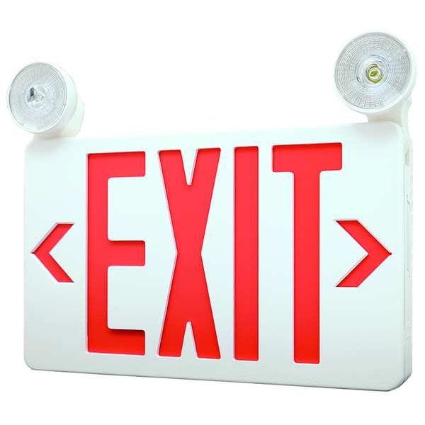 Zoro Select Exit Sign w/ Emergency Lights, 1 or 2 Face(s), Universal Mount, LED, Nickel Cad (Formerly LumaPro) - 40CP86