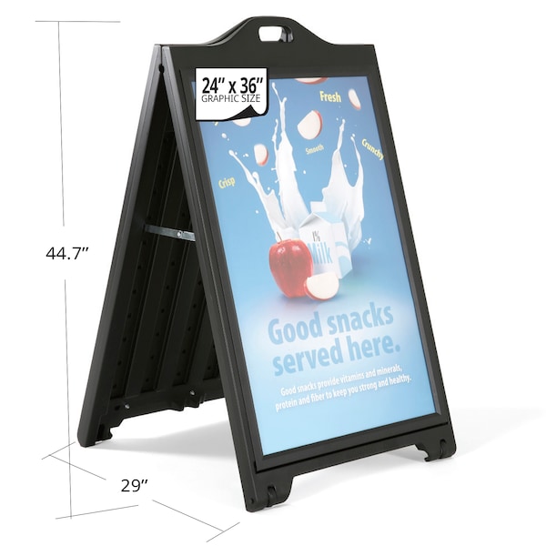Azar Displays Black Double-Sided Sidewalk A-Frame Sign w/Protective Lens 24"x36" - 300244-BLK