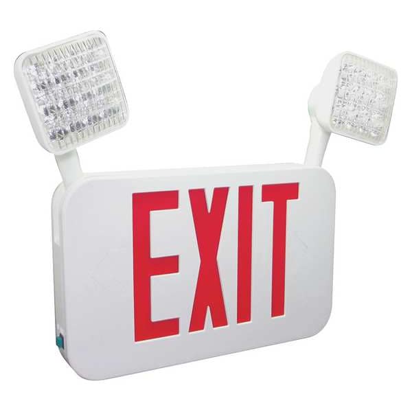 Fulham Exit Sign with Emergency Lights, White, 2 Face(s), LED, Wall/Ceiling Mount, Nickel Cadmium - FHEC35R