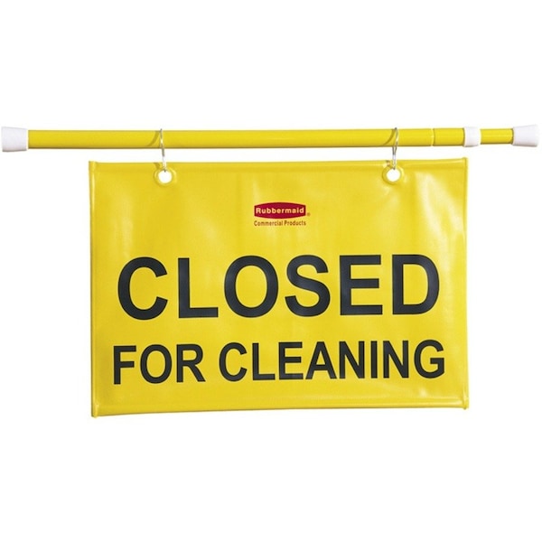Rubbermaid Commercial Safety Sign, "Closed for Cleaning", Extends 49-1/2", Yellow - RCP9S1500YW