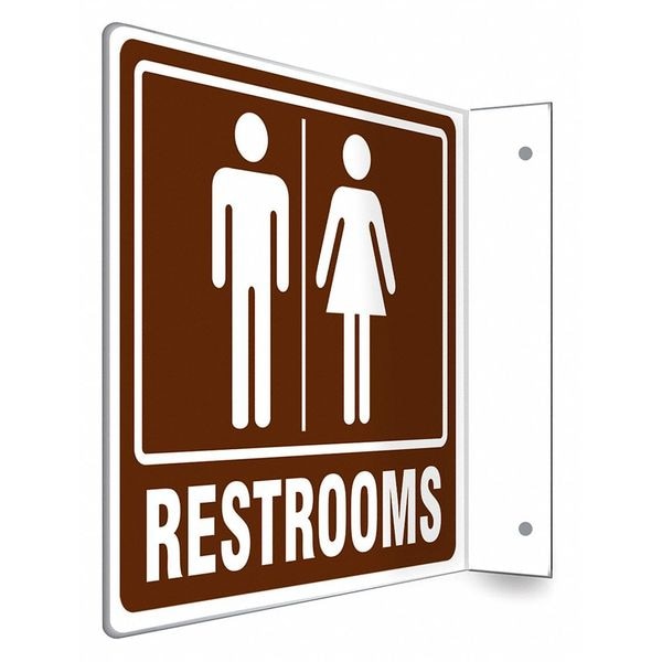 Condor RESTROOMS, 8 in W x 8 in H, L-Shape Projection, PETG, 480X97 - 480X97