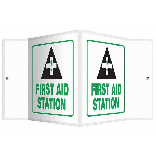 Accuform First Aid Station, 8-1/2" W x 6" H, V-Shaped, Plastic, PSP619 - PSP619