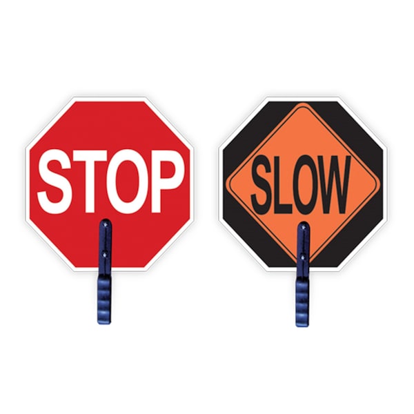 2W International Traffic Sign, 18 in W, 18 in H, High impact PS material with 5" plastic handle Non reflective - 1855