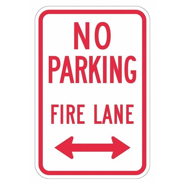 Lyle No Parking Fire Lane Parking Sign, 12 in W, 18 in H, English, Aluminum, White - T1-2846-EG_12X18