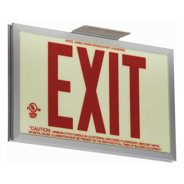 Zoro Select Exit Sign, 7 1/2 in x 13 in, Plastic, GRAN11410 - GRAN11410