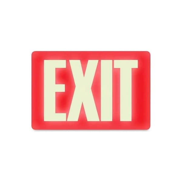 U.S. Stamp & Sign Glow In The Dark Sign, EXIT, 12W X 8H, Red/White - 4792
