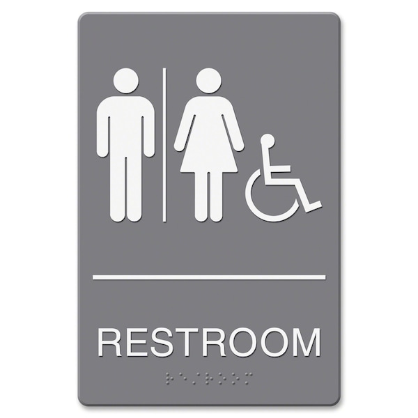 Headline Sign Restroom (Man/Woman/Wheelchair), 6" W x 9" H - 4811