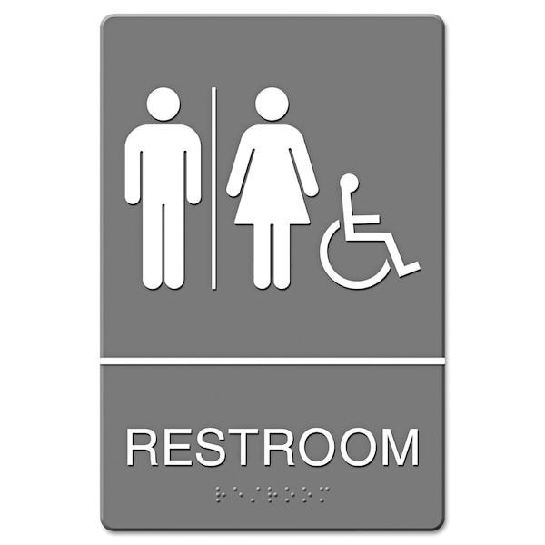 Headline Sign Restroom (Man/Woman/Wheelchair), 6" W x 9" H - 4811