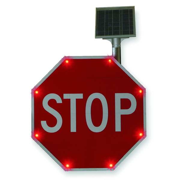 Tapco LED Stop Sign, STOP, White/Red, 30" W, 30" H - 2180-00209