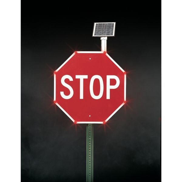 Tapco LED Stop Sign, STOP, White/Red, 30" W, 30" H - 2180-00209