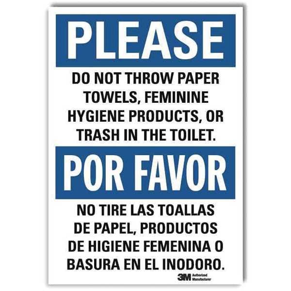 Lyle Please, Do Not Throw Paper Towels, Feminine Hygiene Products., 7 x 5, Sheeting, U1-1049-RD_5X7 - U1-1049-RD_5X7