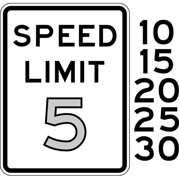 Lyle Speed Limit 5 Traffic Sign, 24 in H, 18 in W, Aluminum, Vertical Rectangle, English, R2-1-5-18HA - R2-1-5-18HA
