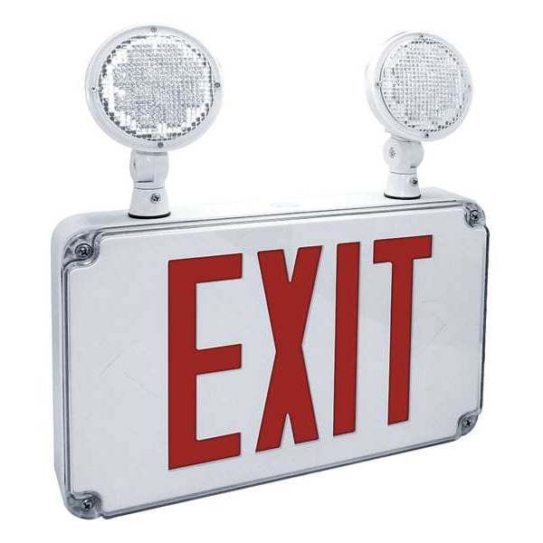Fulham Exit Sign with Emergency Lights, White, 2 Face(s), LED, Wall Mount, Nickel Cadmium - FHEC34R