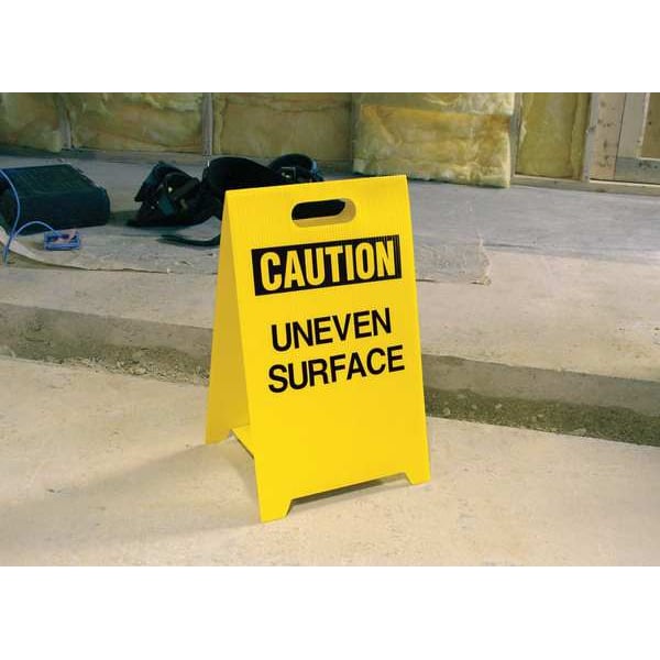 See All Industries Blank Floor Stand Safety Sign, 20 in H, 12 in W, Corrugated Plastic, Triangle, No Text, TP-YBLNK - TP-YBLNK