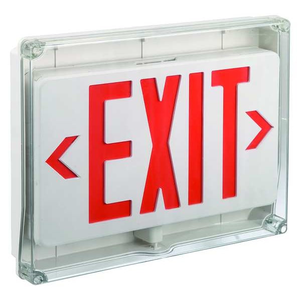 Lumapro Exit Sign, White, 1 Face(s), LED, Universal Mount, Nickel Cadmium - 35GW98