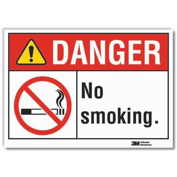Lyle No Smoking Sign, 5 in Height, 7 in Width, Reflective Sheeting, Horizontal Rectangle, English - LCU4-0130-RD_7X5