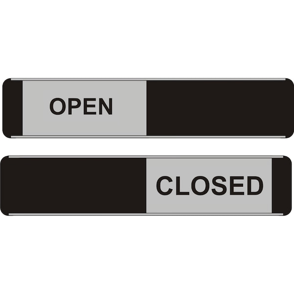 Seco Sliding Door Sign - OPEN/CLOSED - 255mm x 52mm, 10 in. x 2 in. - OF140