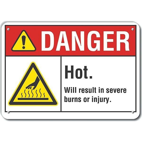 Lyle Aluminum Hot Surface Danger Sign, 7 in H, 10 in W, Aluminum, Vertical Rectangle, LCU4-0030-NA_10X7 - LCU4-0030-NA_10X7