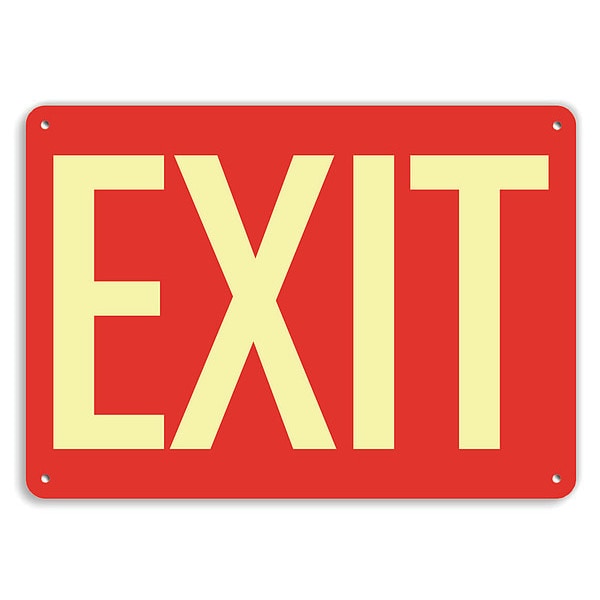 Lyle Exit Sign, Recycled Aluminum, 14" W, 10" H, Exit, Red - U1-1016-GA_14X10