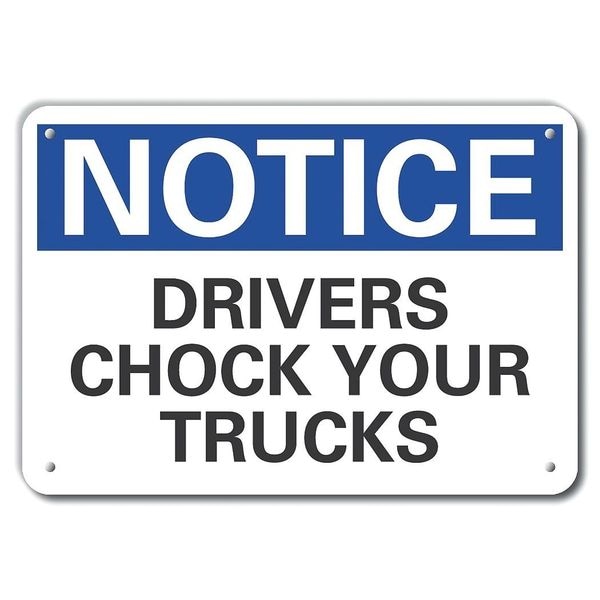 Lyle Reflective Chock Wheels Notice Sign, 7 in H, 10 in W, Vertical Rectangle, LCU5-0126-RA_10X7 - LCU5-0126-RA_10X7