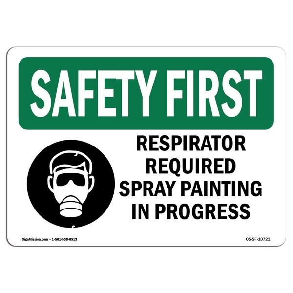 Signmission OSHA Sign, Respirator Required Spray Painting, 14in X 10in Rigid Plastic, 14" W, 10" H, Landscape - OS-SF-P-1014-L-10721
