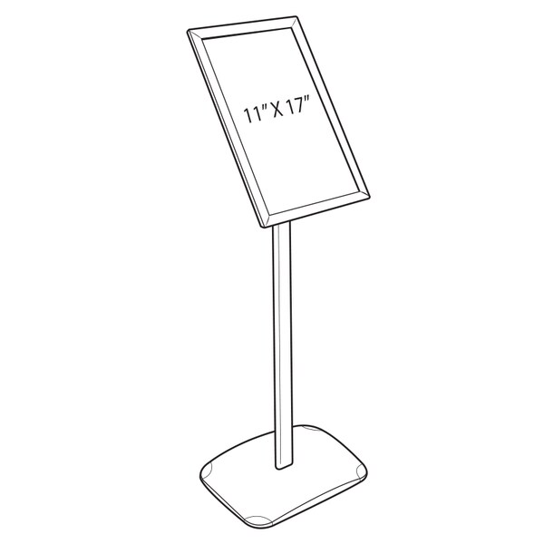 Azar Displays 11"W x 17"H Snap-Frame Sign holder W/ Metal Stand - 300242-SLV