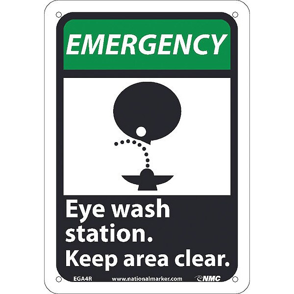 Nmc Emergency Eye Wash Station Keep Area Clear Sign, EGA4R - EGA4R