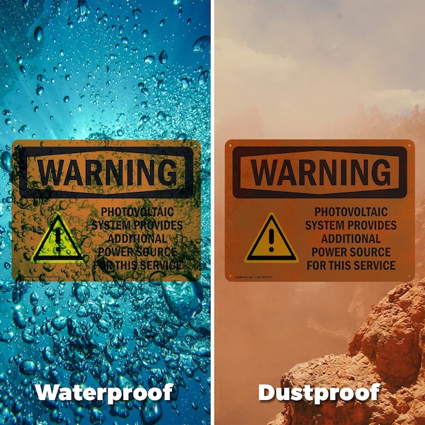 Signmission Photovoltaic System Provides With Symbol OSHA Warning Sign, Vinyl Decal, 5in W x 3.5in L, 2PK - OS-2PACK-WS-D-35-L-12306