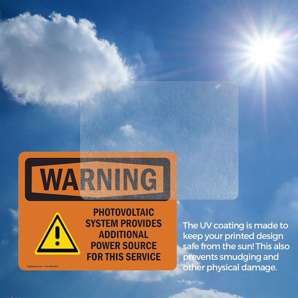 Signmission Photovoltaic System Provides With Symbol OSHA Warning Sign, Vinyl Decal, 5in W x 3.5in L, 2PK - OS-2PACK-WS-D-35-L-12306