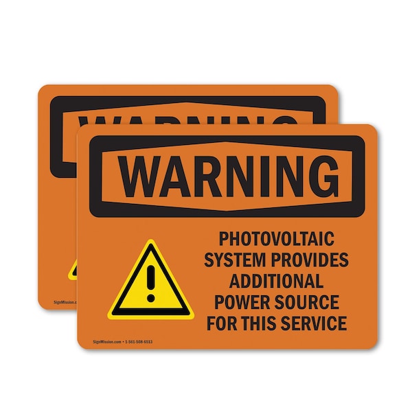 Signmission Photovoltaic System Provides With Symbol OSHA Warning Sign, Vinyl Decal, 5in W x 3.5in L, 2PK - OS-2PACK-WS-D-35-L-12306