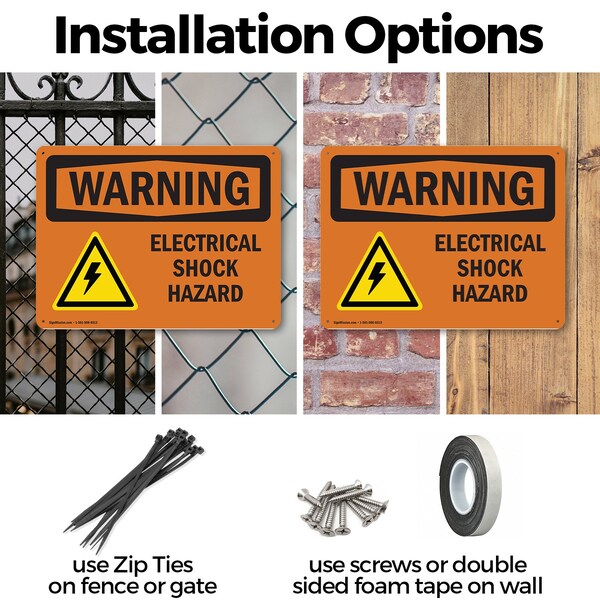 Signmission Electrical Shock Hazard With Symbol OSHA Warning Sign, Plastic, 10in W x 7in L, 2PK - OS-2PACK-WS-P-710-L-12100