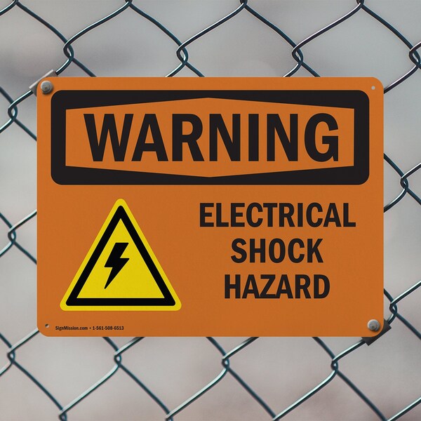 Signmission Electrical Shock Hazard With Symbol OSHA Warning Sign, Plastic, 10in W x 7in L, 2PK - OS-2PACK-WS-P-710-L-12100