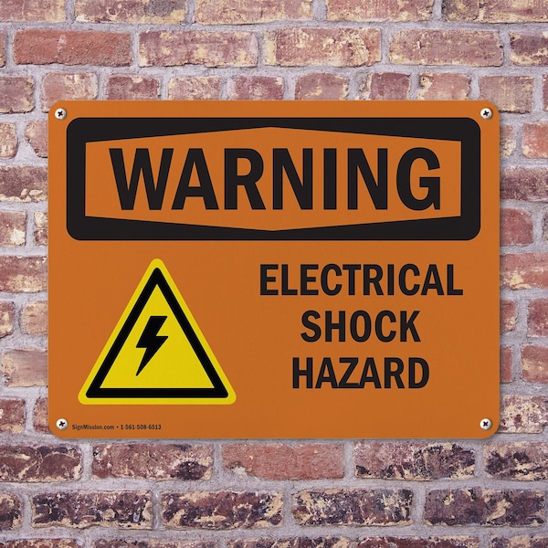 Signmission Electrical Shock Hazard With Symbol OSHA Warning Sign, Plastic, 10in W x 7in L, 2PK - OS-2PACK-WS-P-710-L-12100
